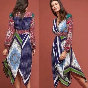 ANTHROPOLOGIE ISTANBUL WRAP DRESS by MOULINETTE SOEURS SIZE 8